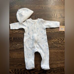 NWT Little Me Doggy Quilt Zip Footie with Hat 9 months